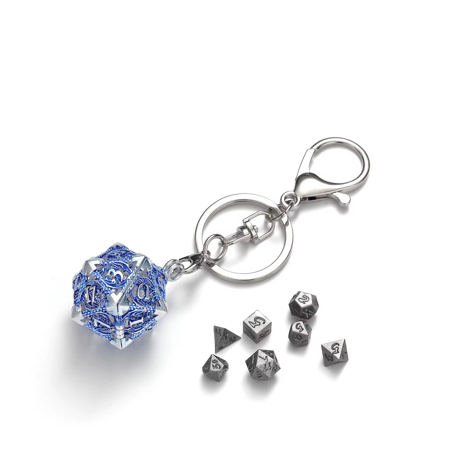 IceForge Dice Canada - Arcane Filigree D20 Keychain & Mini Dice Companion Set