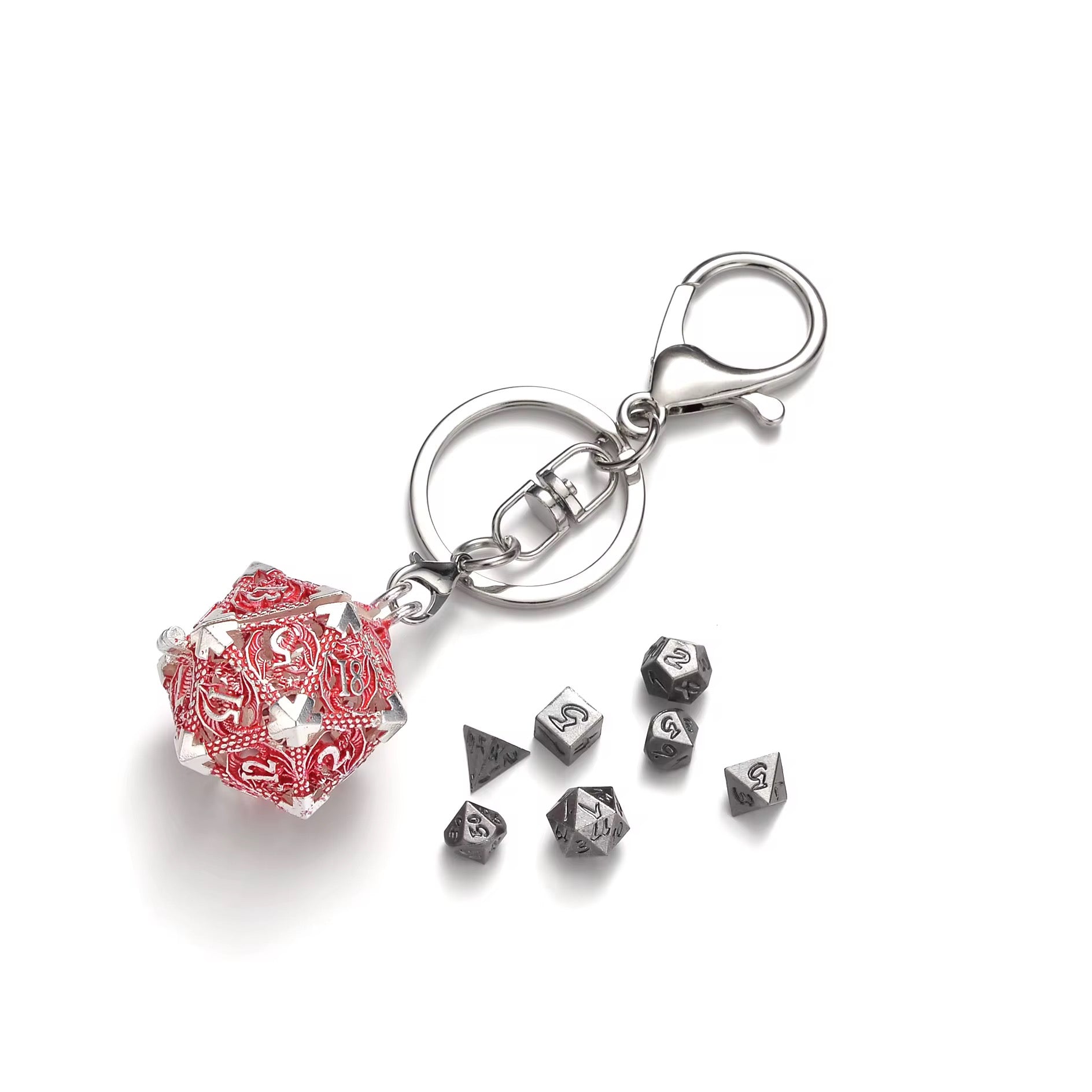 IceForge Dice Canada - Arcane Filigree D20 Keychain & Mini Dice Companion Set