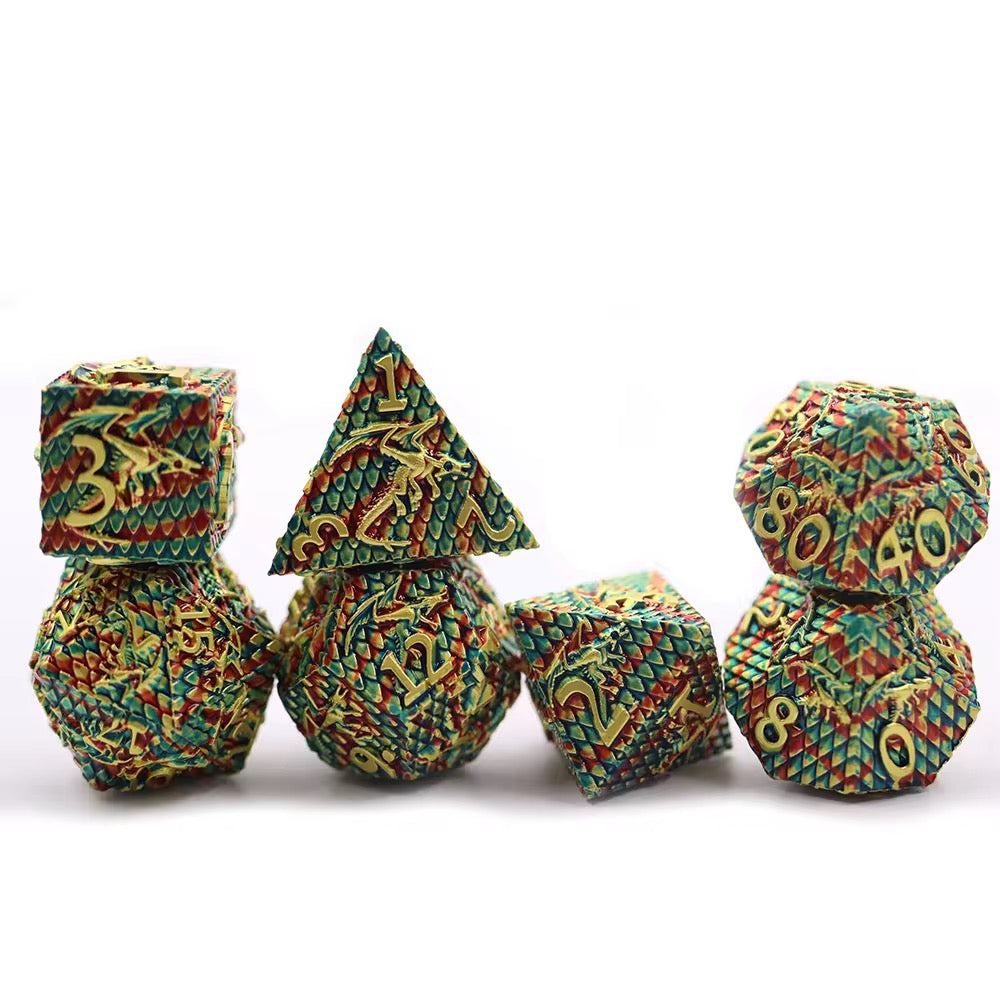 IceForge Dice Canada - Dragonhoard Ember-Scale – Metal Dice Set