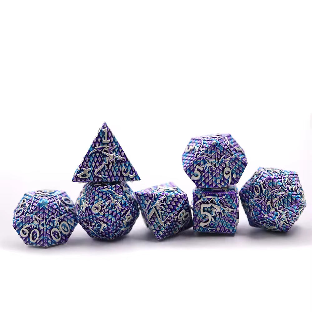 IceForge Dice Canada - Frostwarden Crystal-Scale – Metal Dice Set