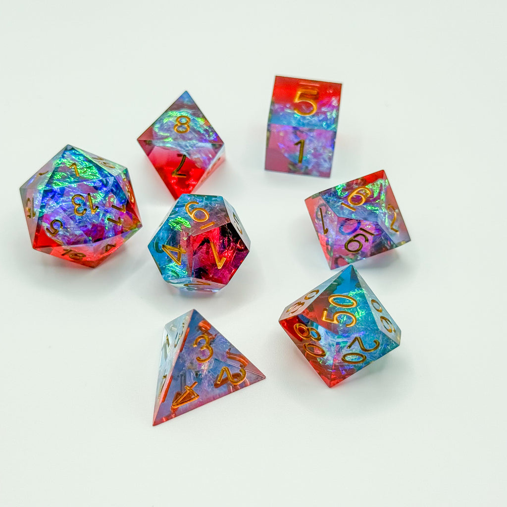 IceForge Dice Canada - Celestial Core - Crimson Nebula Dice Set