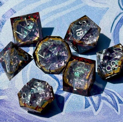 IceForge Dice Canada - Amethyst Ember - Vortex Crown Dice Set