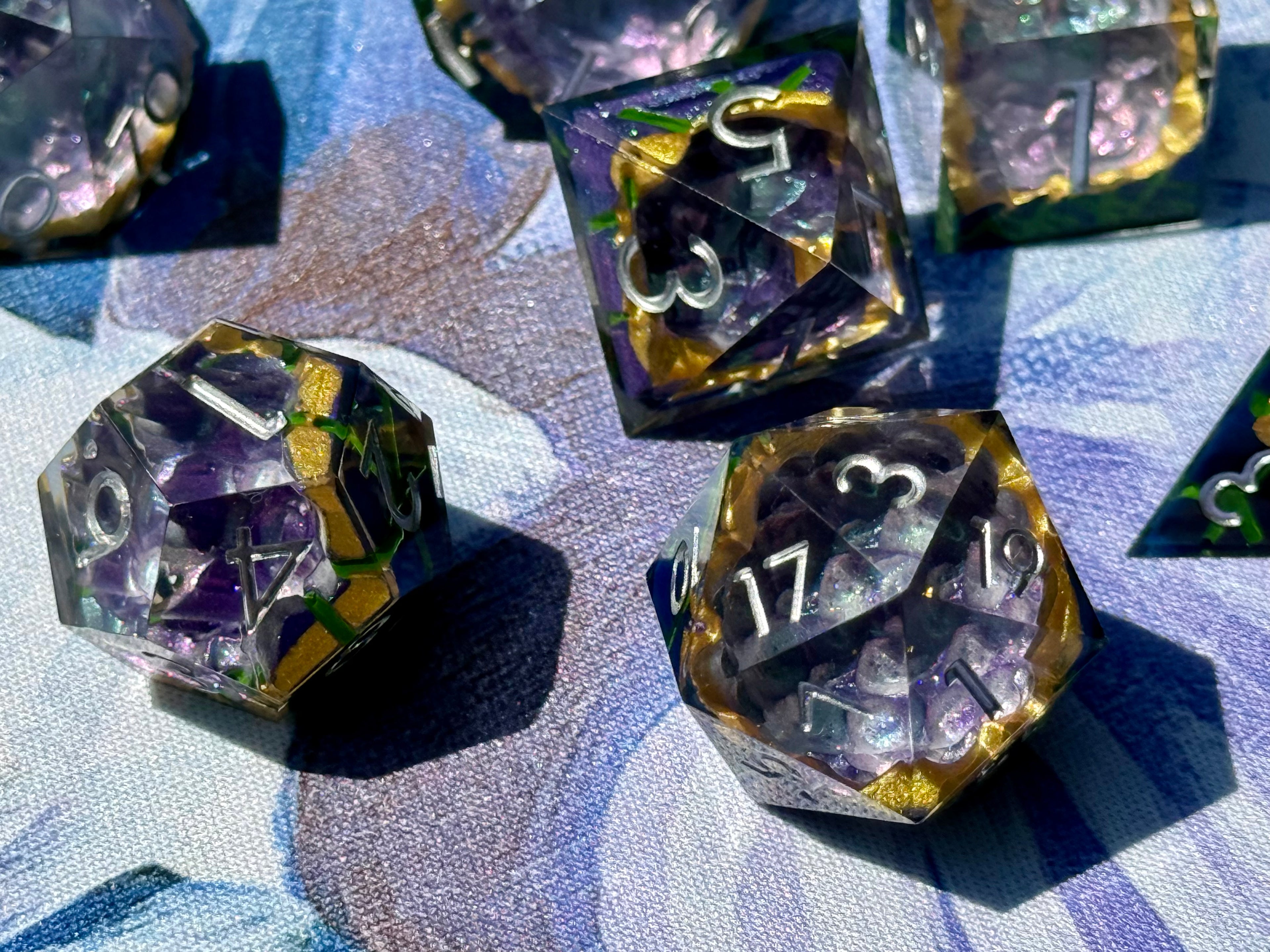 IceForge Dice Canada - Emerald Shard - Vortex Crown Dice Set