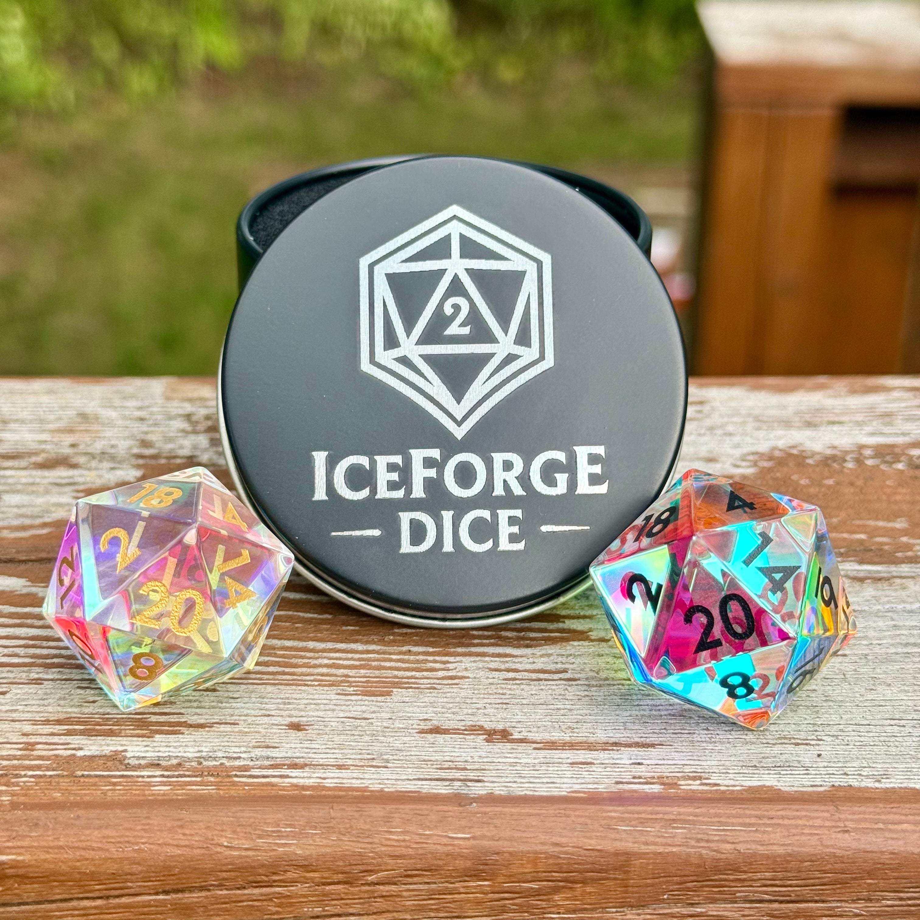 Rainbow Glass Jumbo D20 (33mm)