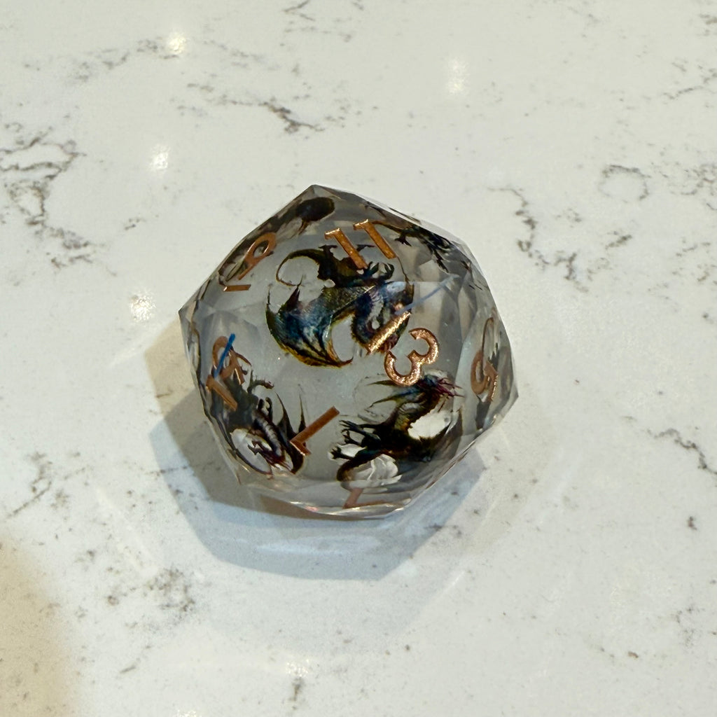 Obsidienne Tempestheart – Diamant Jumbo D20 (30 mm)
