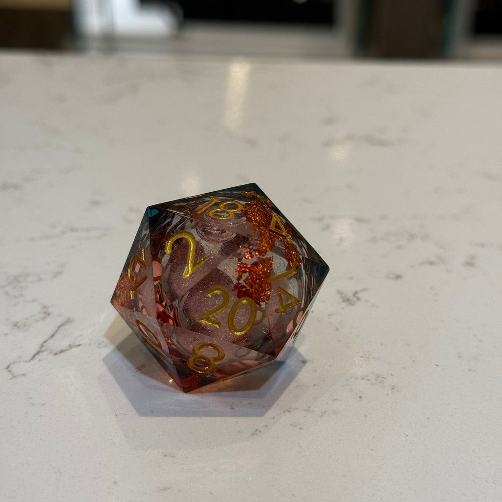 IceForge Dice Canada - Emberglass Colossus – Jumbo D20 (33mm)