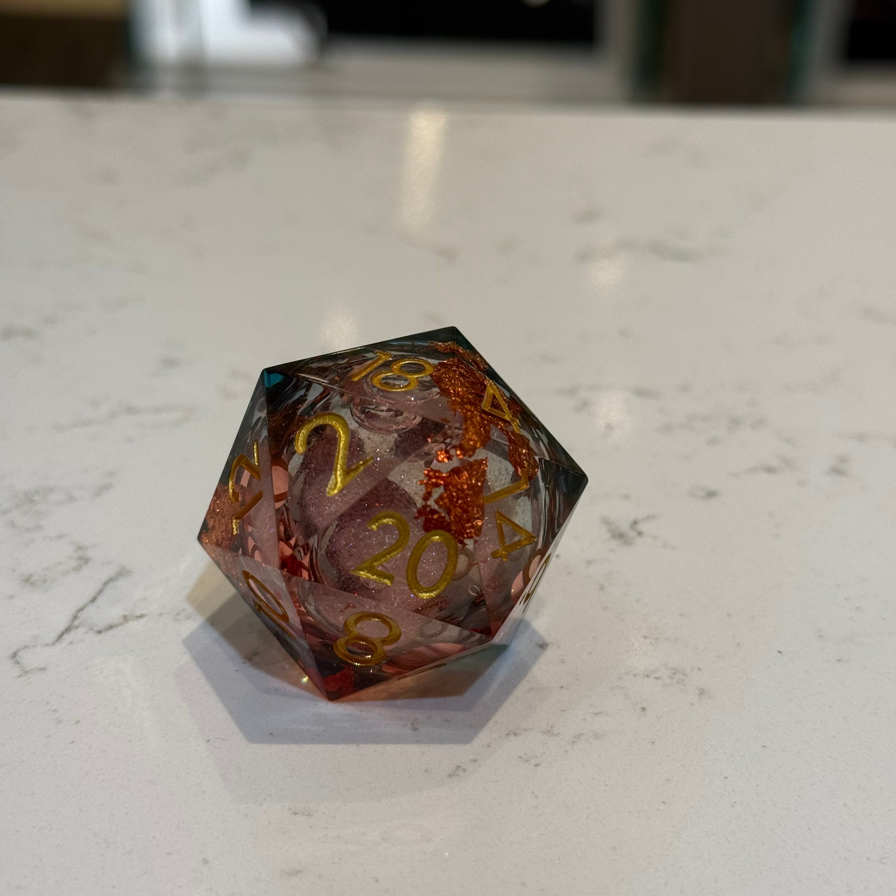 IceForge Dice Canada - Emberglass Colossus – Jumbo D20 (33mm)