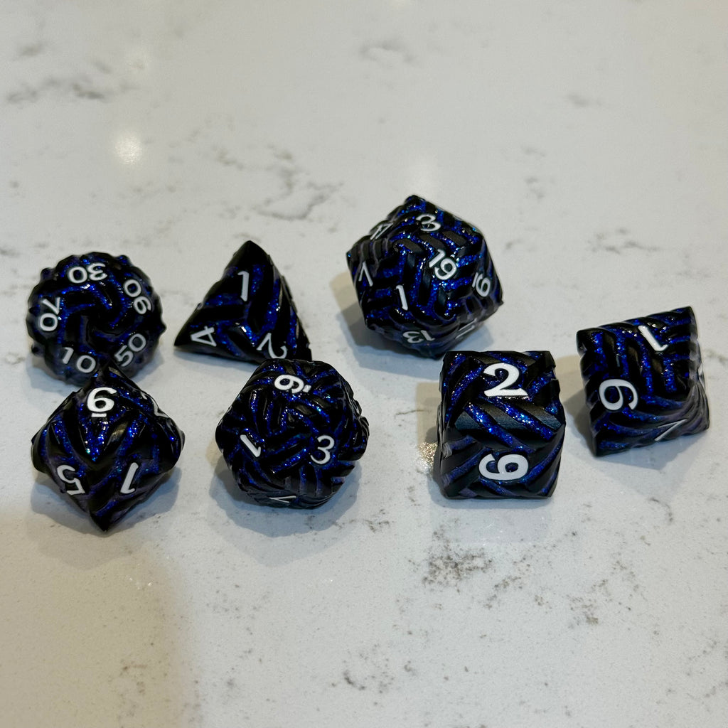 Abyssal Nightbraid – Umbral Core Metal Dice Set