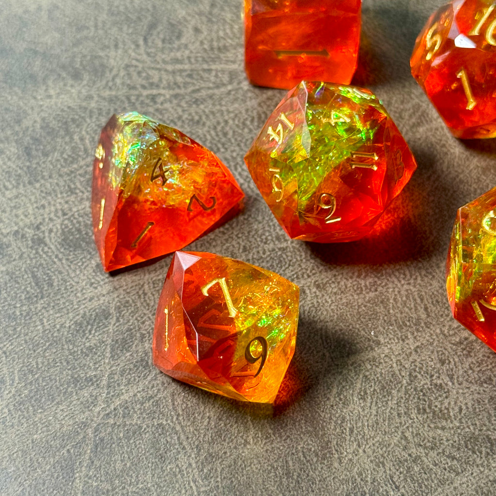 Solstice Ember – Diamond-Edge Resin Dice Set