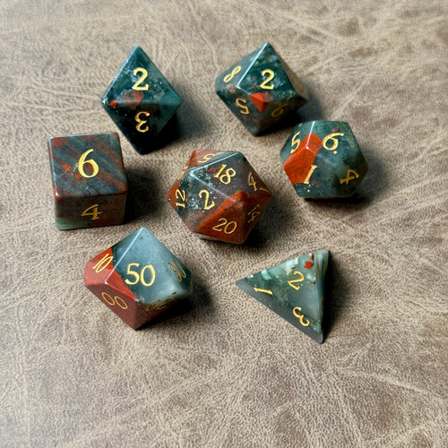 IceForge Dice Canada - Bloodstone – Crimson Vein - Stone Dice Set