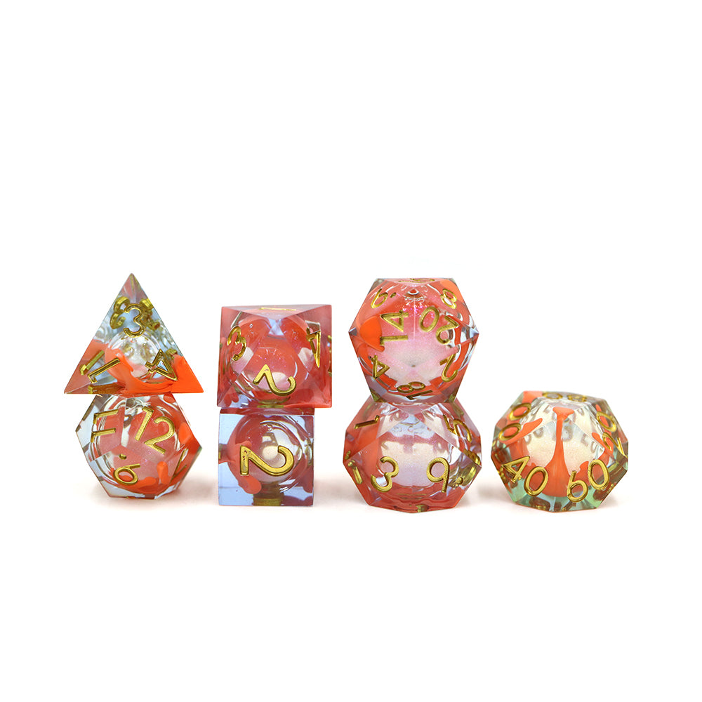 IceForge Dice Canada - Coralflame – Liquid Core Dice Set