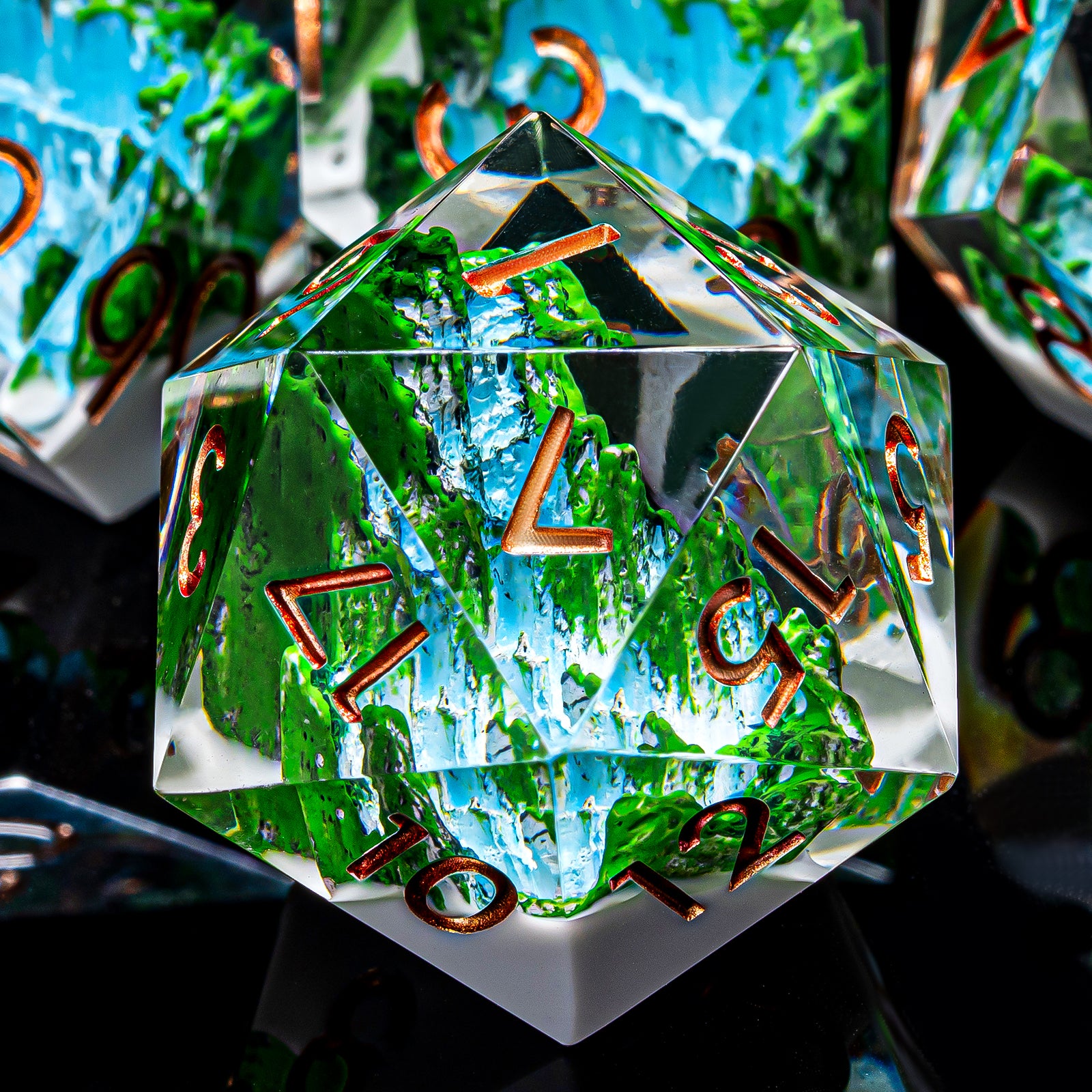 IceForge Dice Canada - Verdant Falls - Elemental Cascade Dice Set