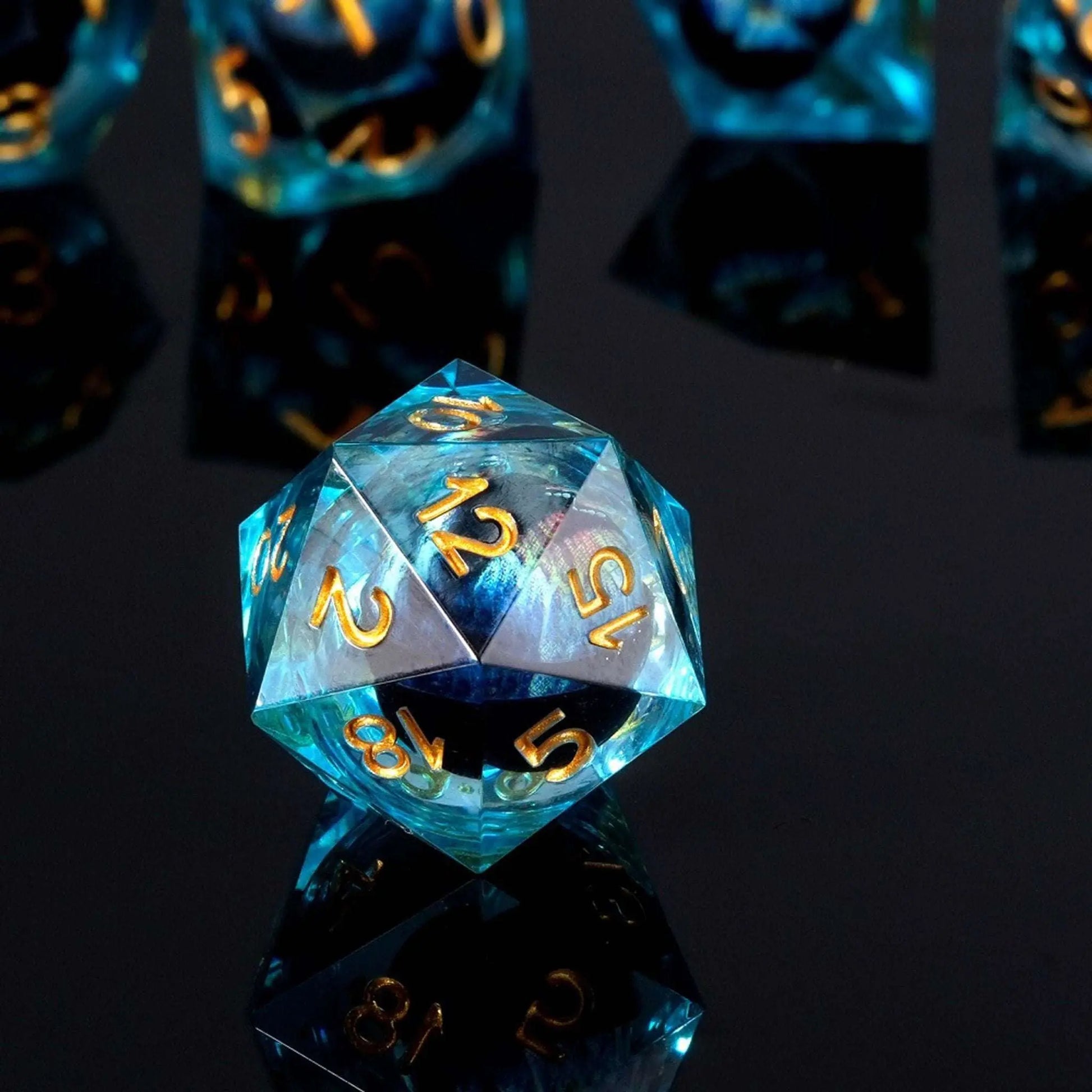 IceForge Dice Canada - Azure Dragon Eye Liquid Core Dice Set