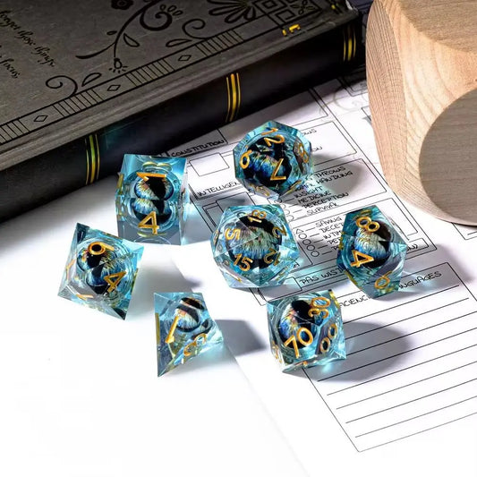 IceForge Dice Canada - Azure Dragon Eye Liquid Core Dice Set