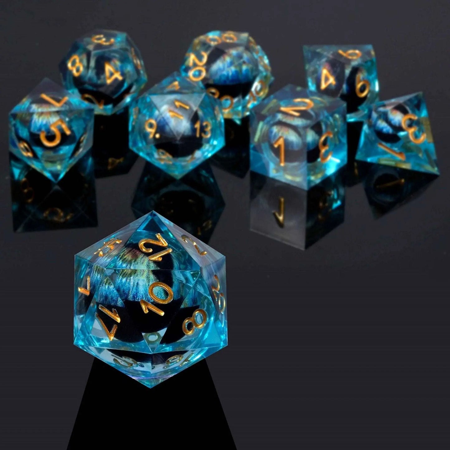 IceForge Dice Canada - Azure Dragon Eye Liquid Core Dice Set