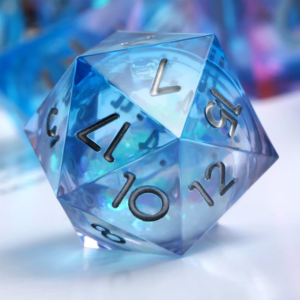 IceForge Dice Canada - Azure Glimmer Jumbo D20 (33mm)