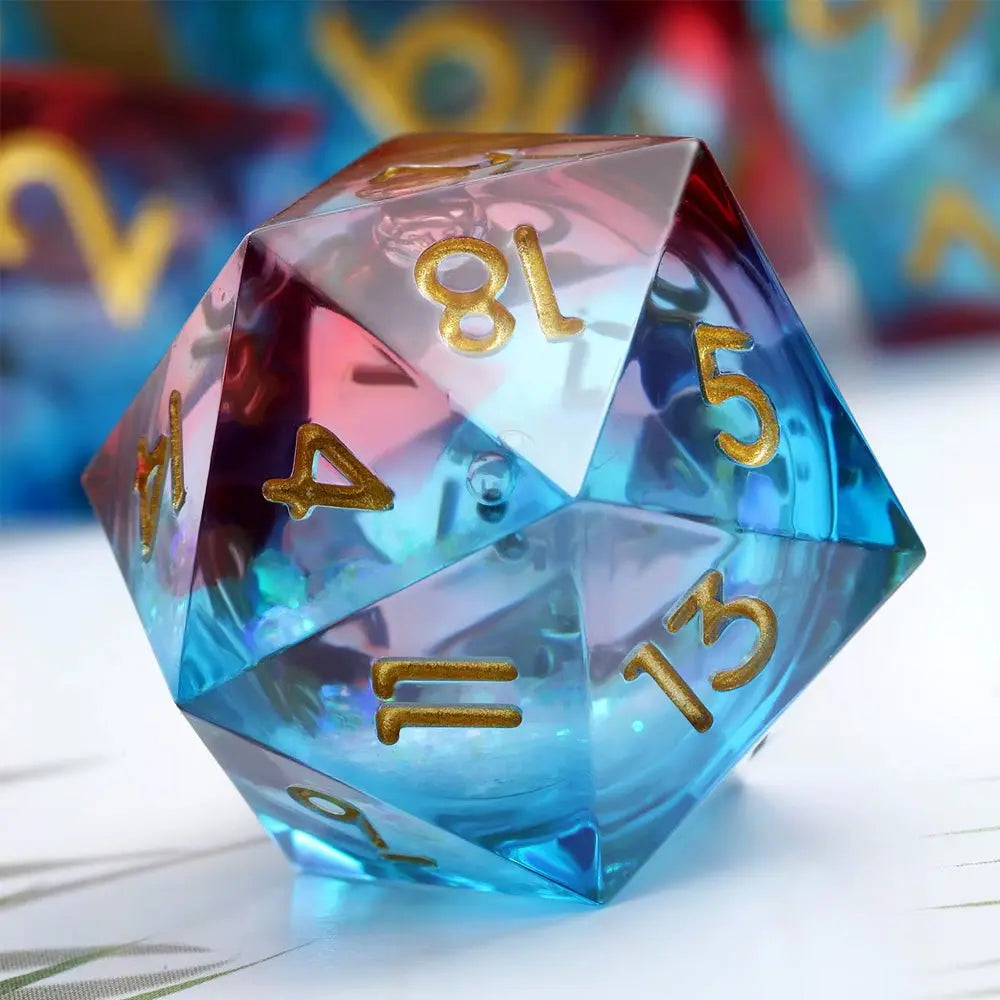 Celestial Flame 33mm liquid-core Jumbo D20 included in the Colossus Bundle