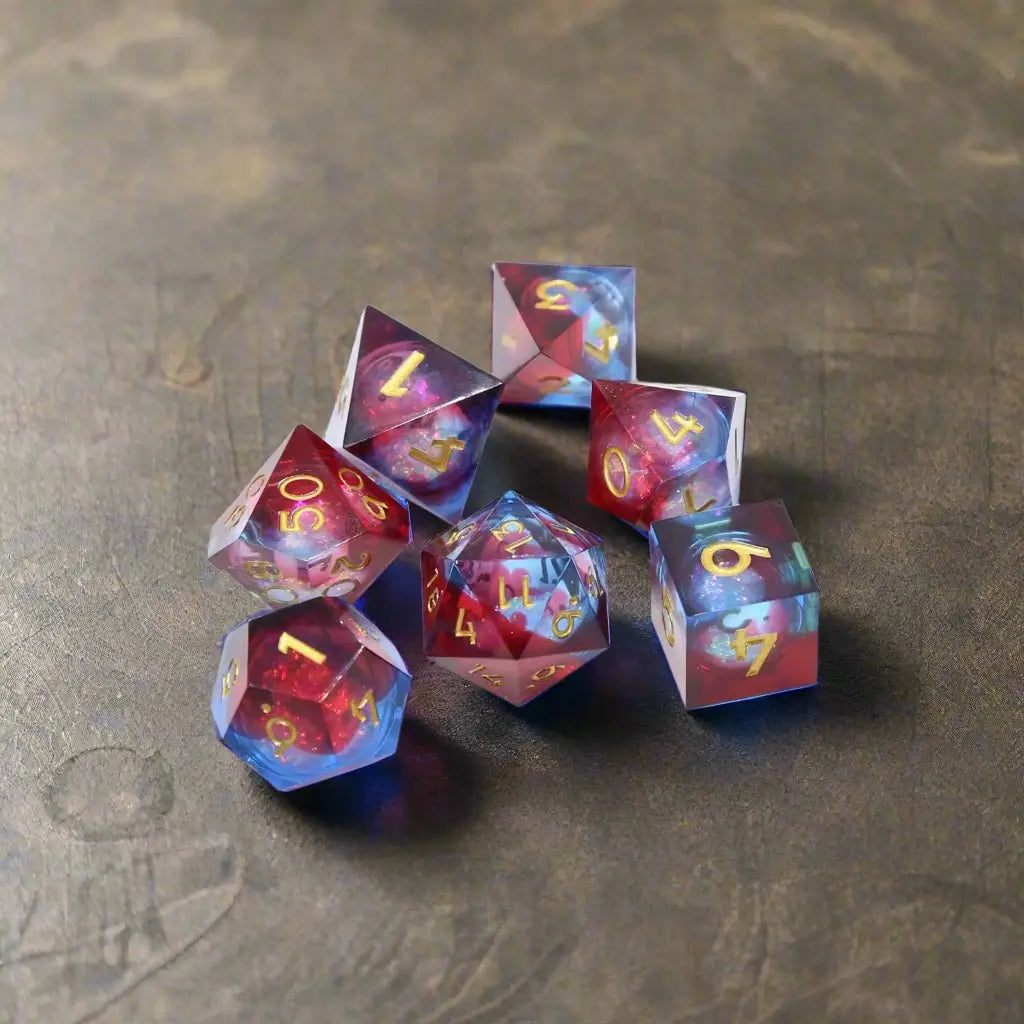 IceForge Dice Canada - Celestial Flame Liquid Core Dice Set