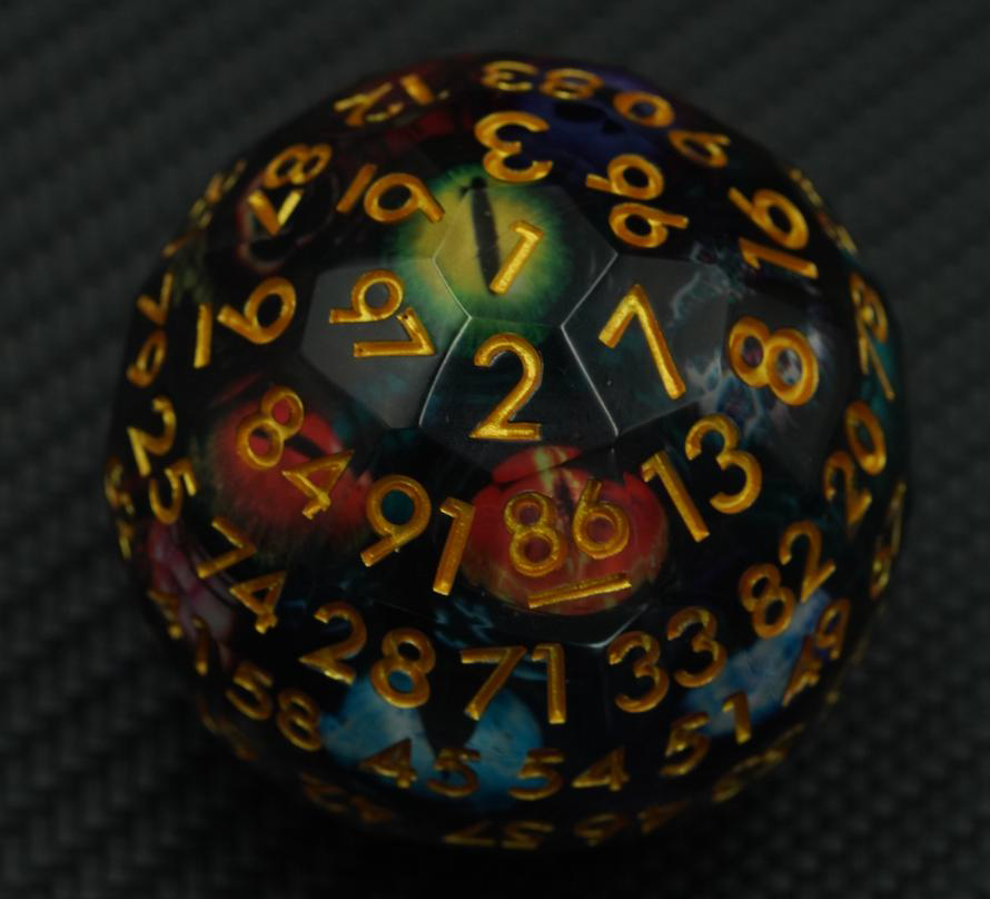 Eldritch Convergence dark multicolour 50mm D100 with gold numbers
