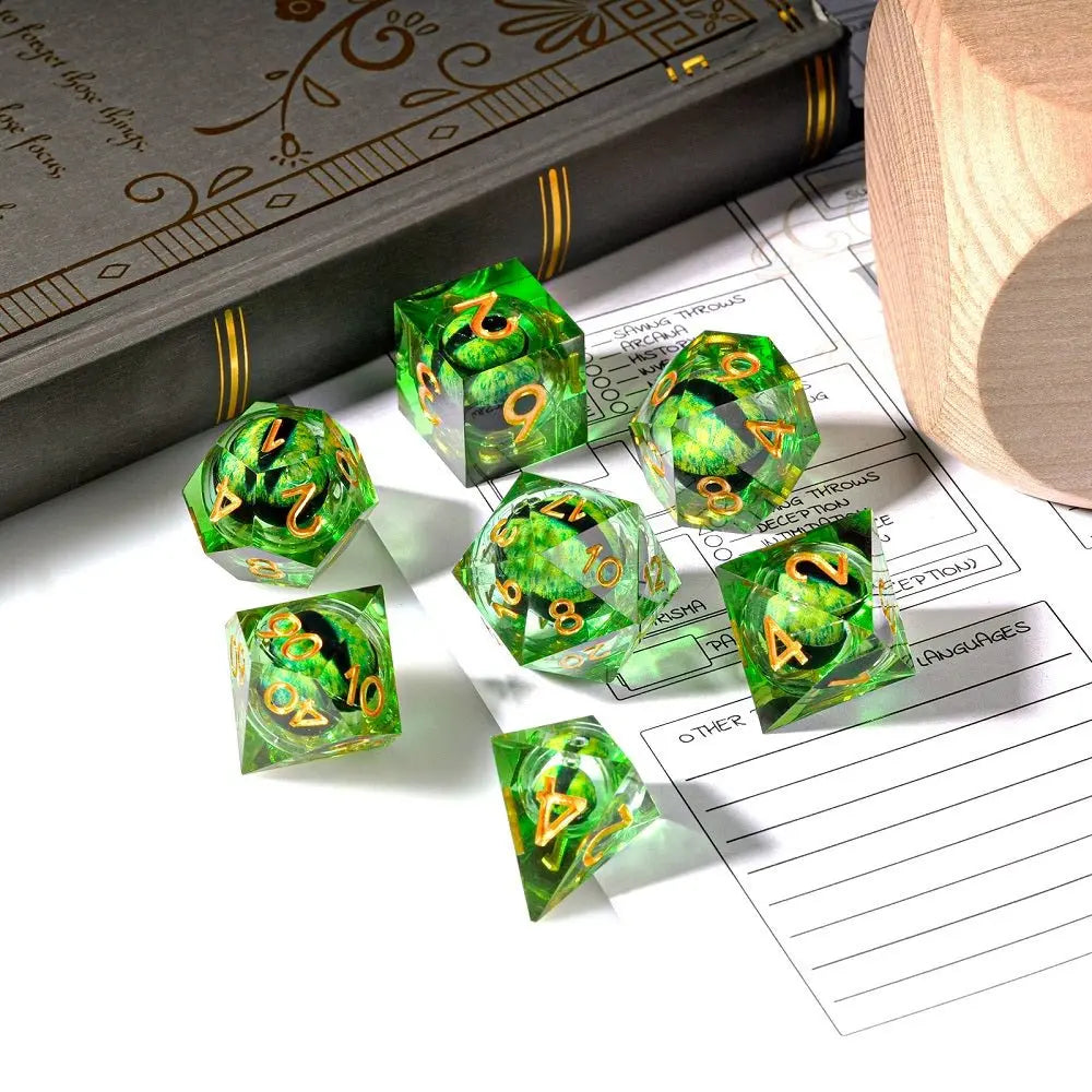 IceForge Dice Canada - Emerald Dragon’s Gaze Liquid Core Dice Set