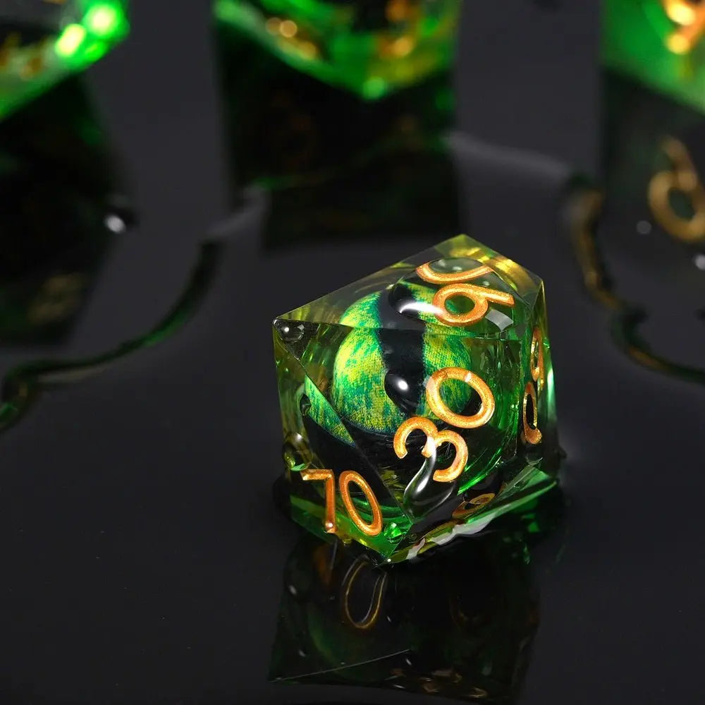 IceForge Dice Canada - Emerald Dragon’s Gaze Liquid Core Dice Set