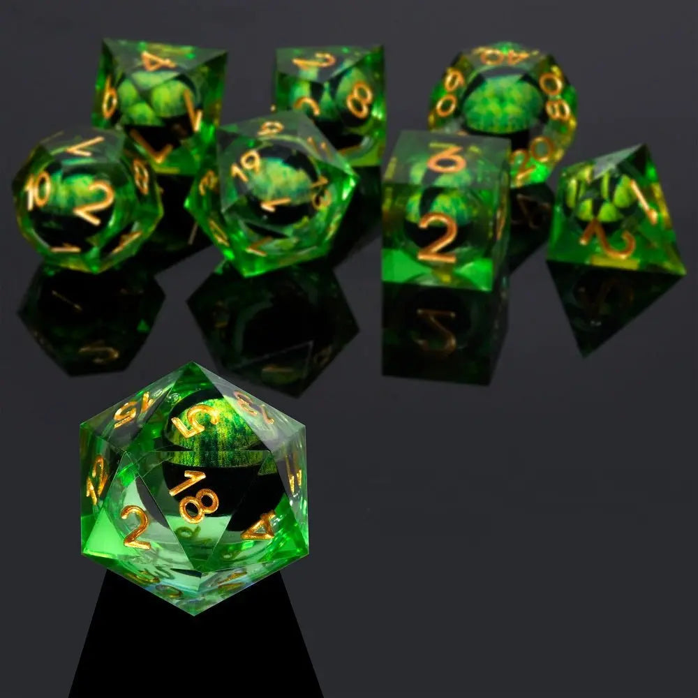 IceForge Dice Canada - Emerald Dragon’s Gaze Liquid Core Dice Set