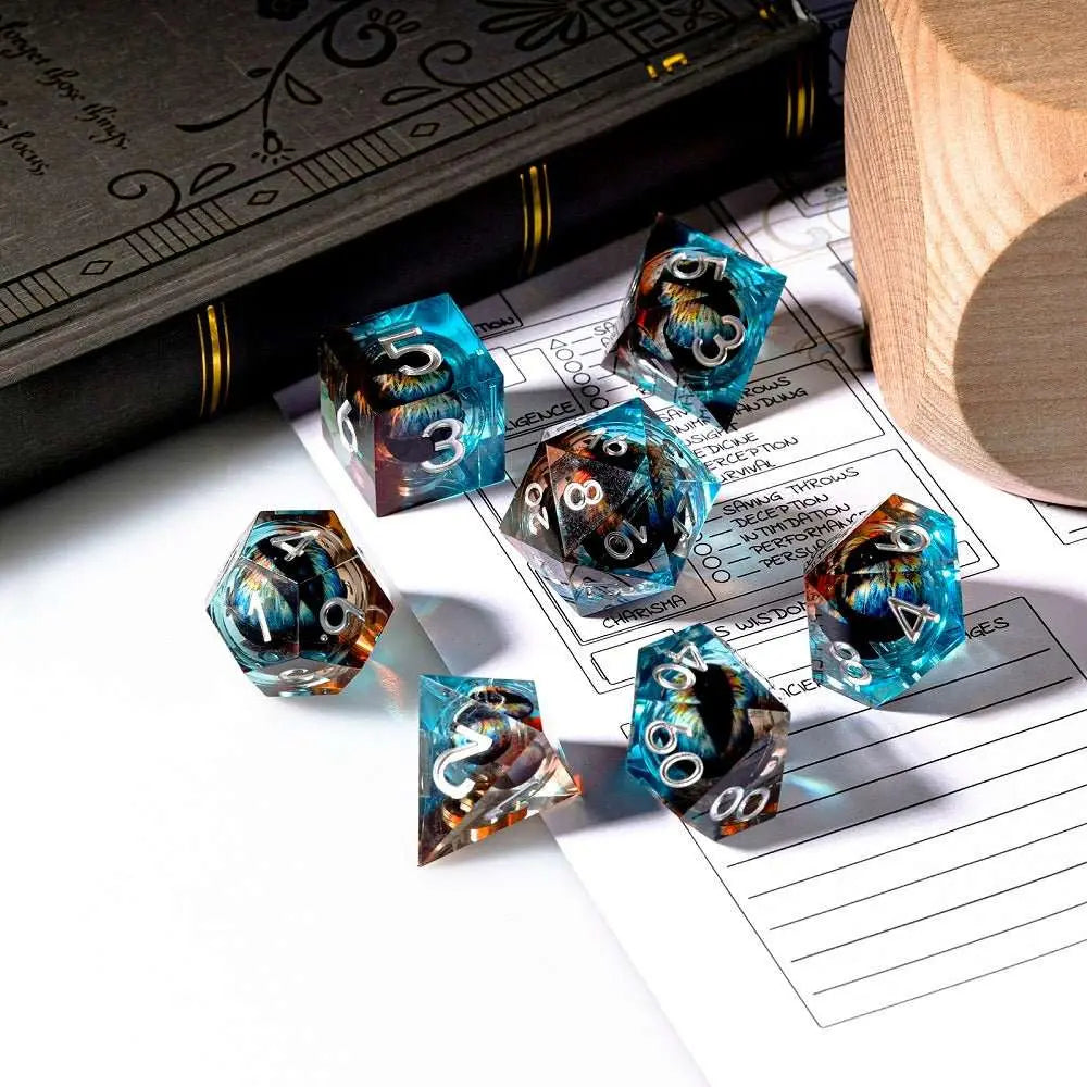 IceForge Dice Canada - Stormscale Dragon's Gaze Liquid Core Dice Set