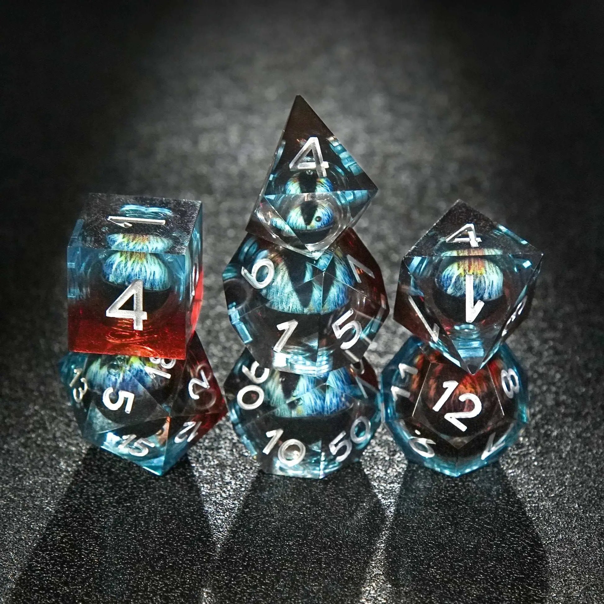 IceForge Dice Canada - Stormscale Dragon's Gaze Liquid Core Dice Set