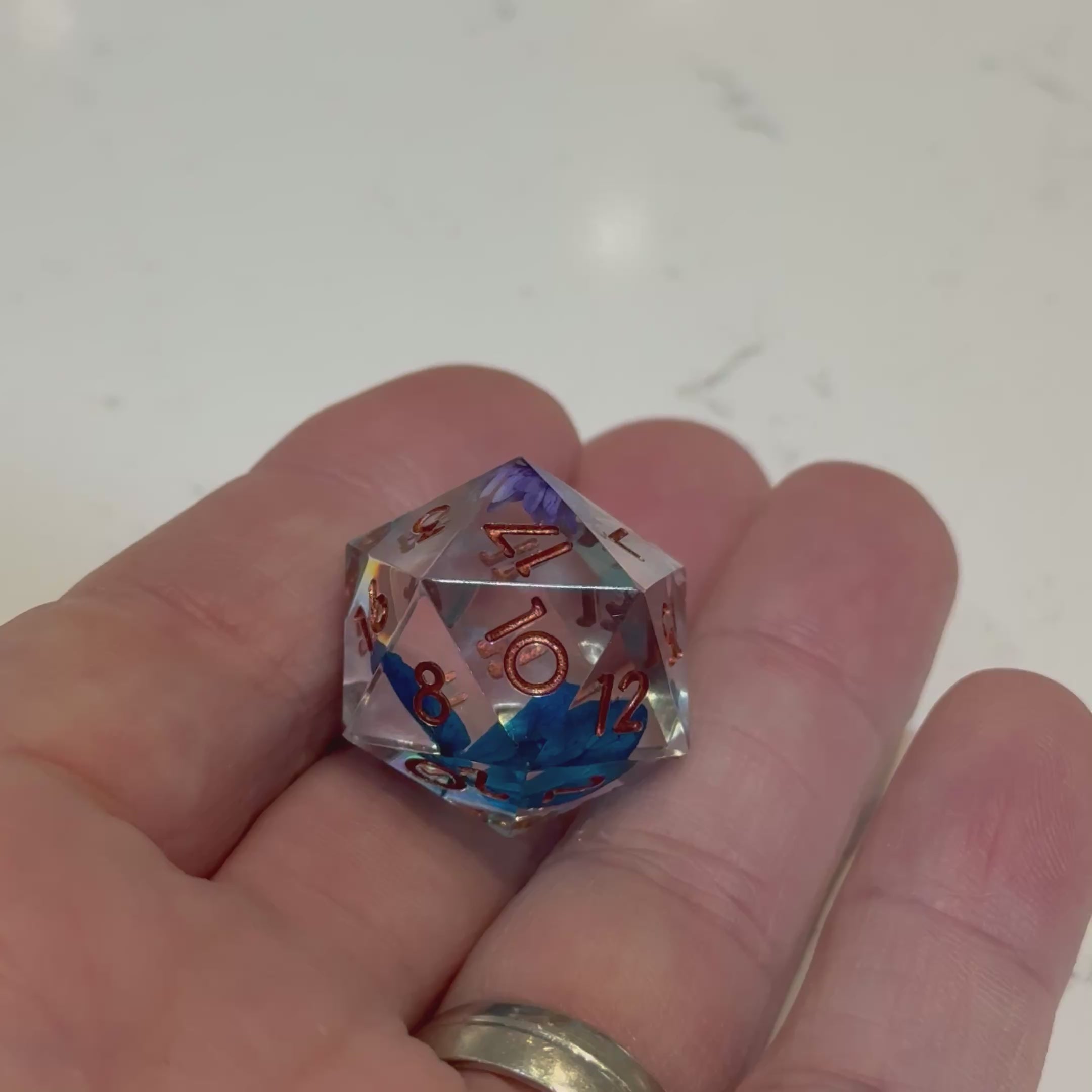 Azure Twilight Bloom – Sharp Edge Dice Set