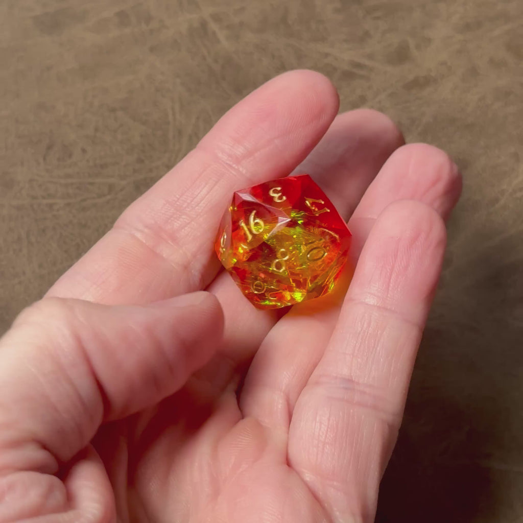 Solstice Ember – Diamond-Edge Resin Dice Set