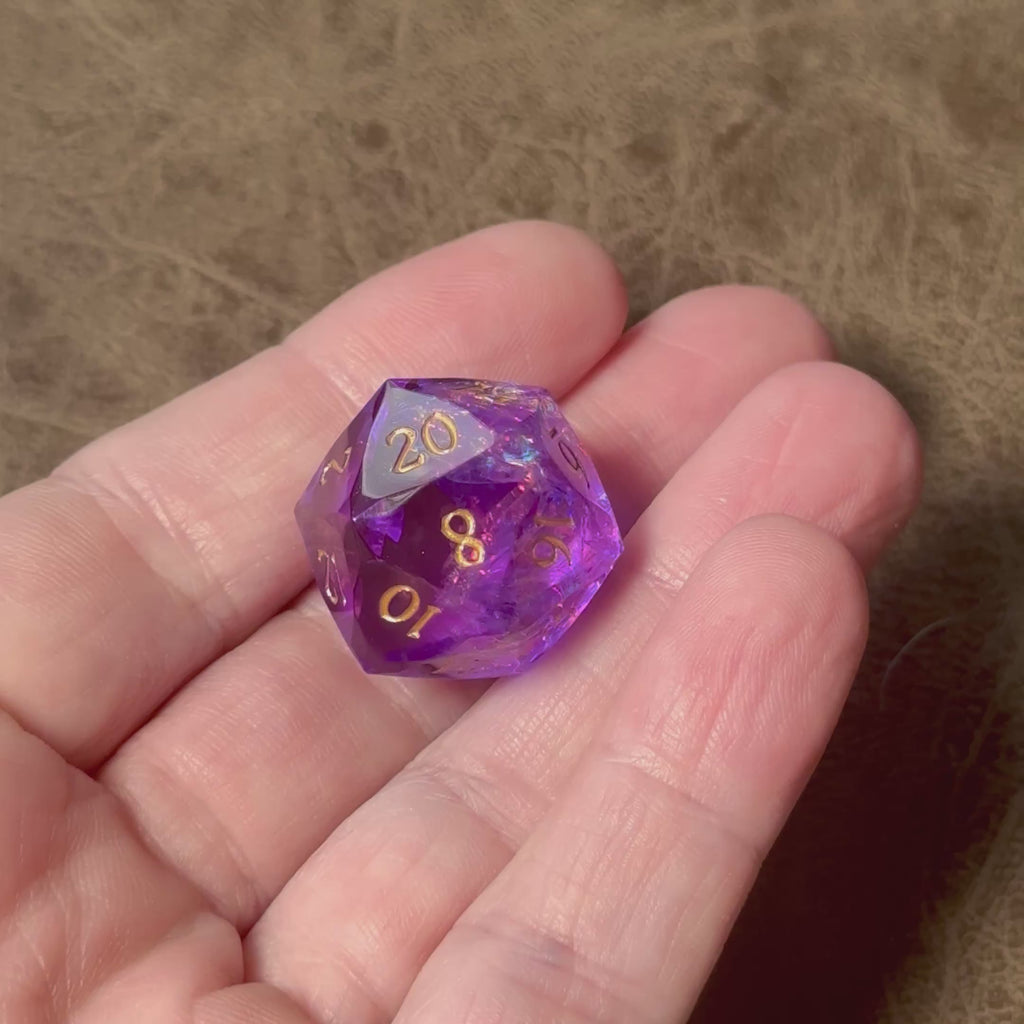 Amethyst Aurora – Diamond-Edge Resin Dice Set