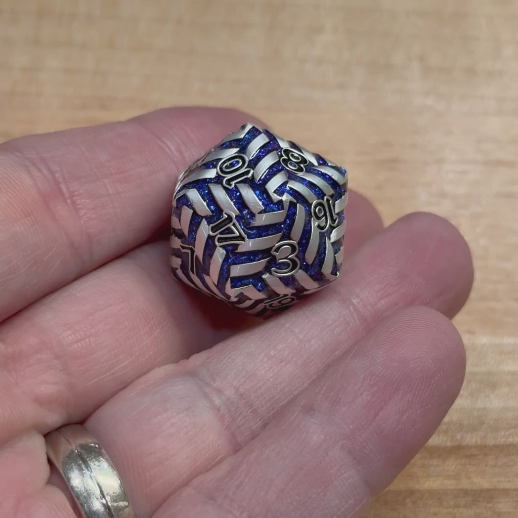 Abyssal Nightbraid – Azure Rift Metal Dice Set