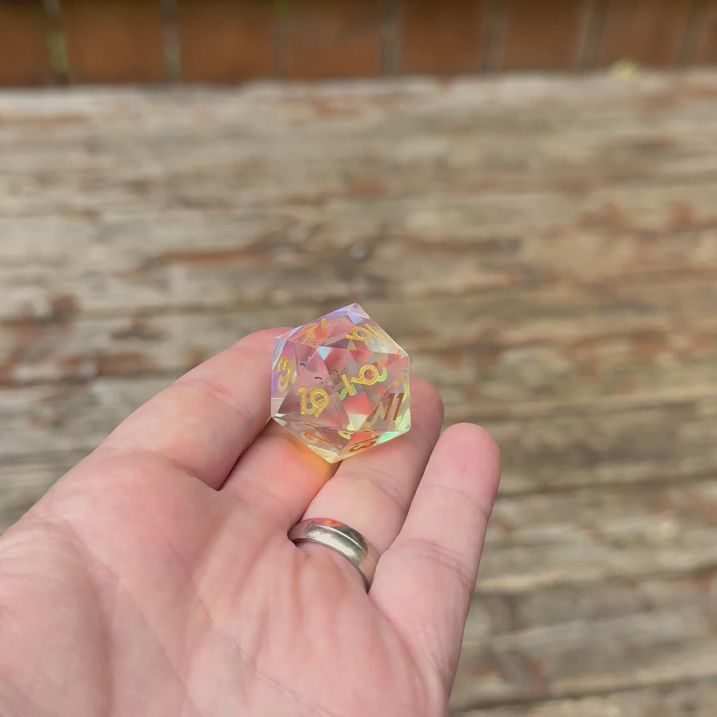 Rainbow Glass Jumbo D20 (33mm)