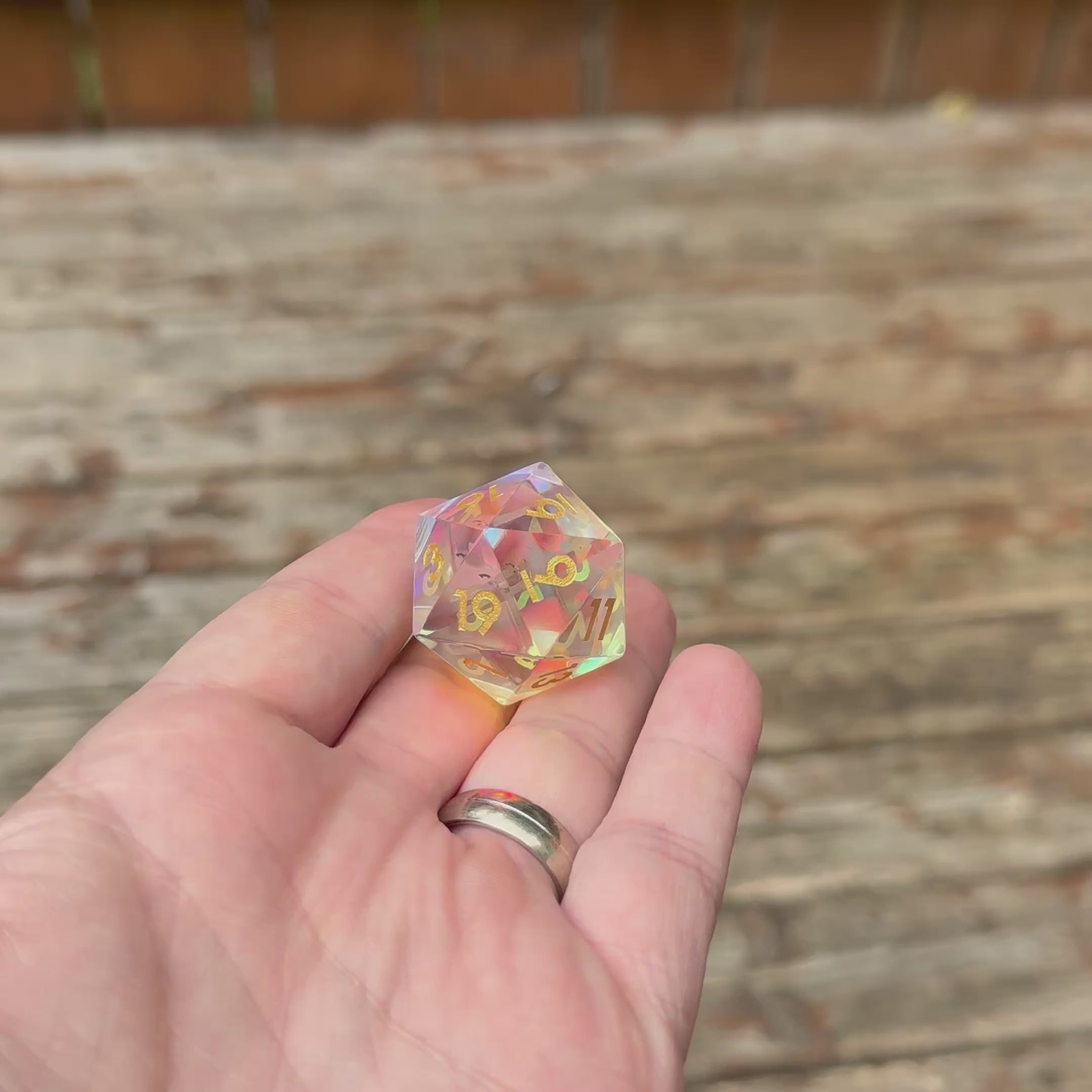 Rainbow Glass Jumbo D20 (33mm)