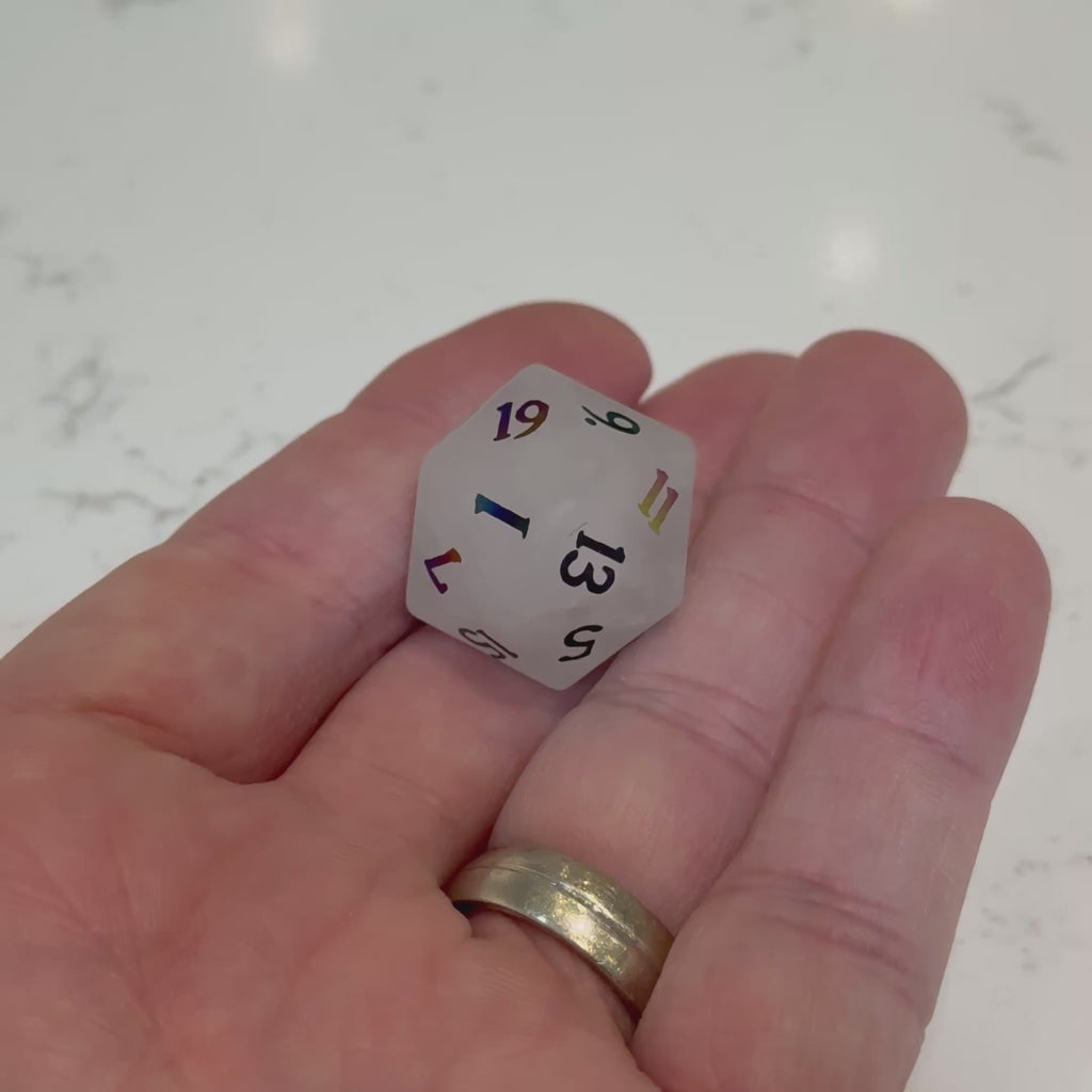 Ensemble de dés Radiant Prism en quartz blanc givré