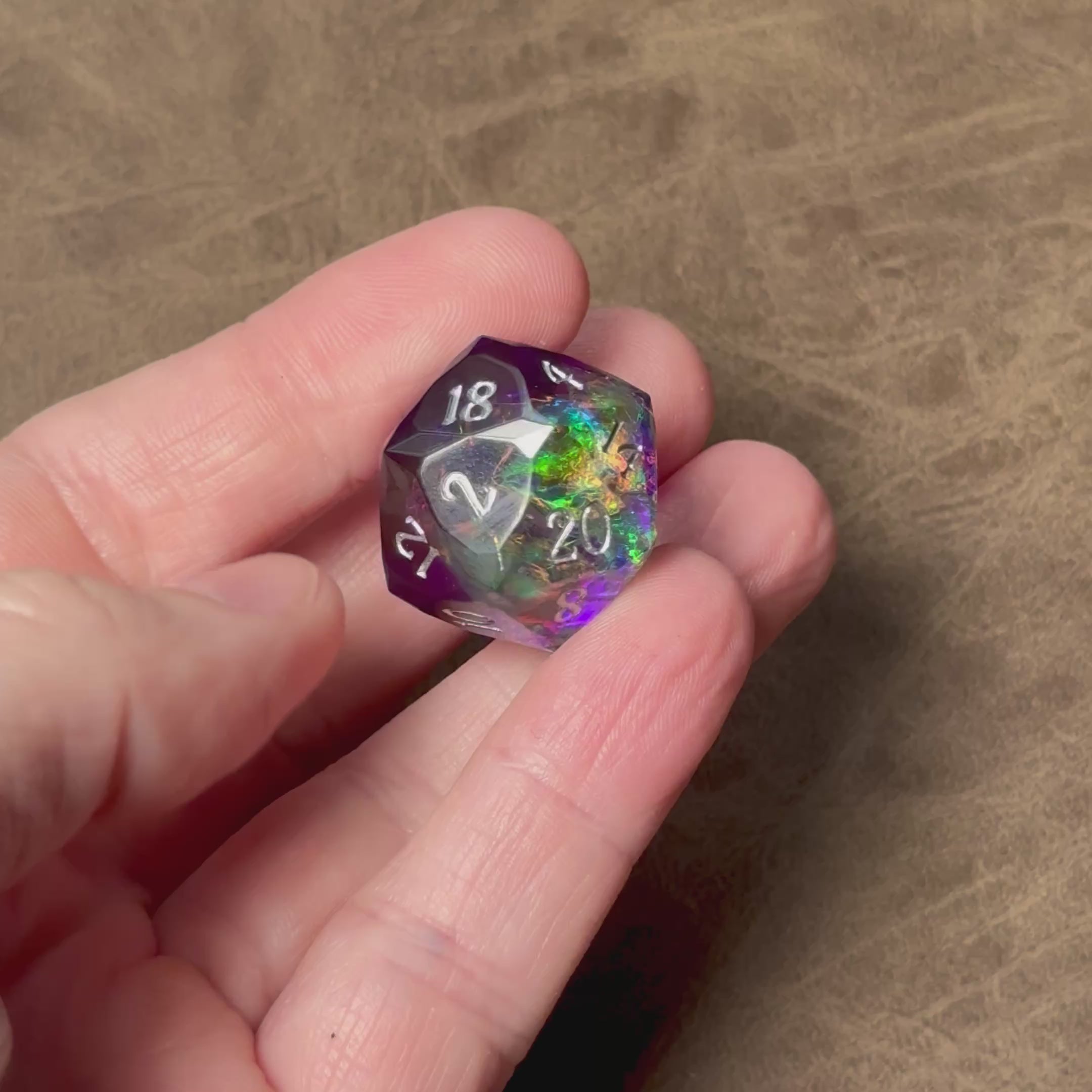 Prismflare Ametrine – Diamond-Edge Resin Dice Set