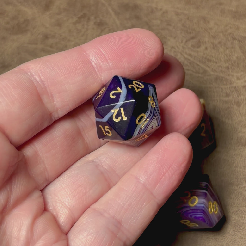 Violet Strata – Natural Stone Dice Set