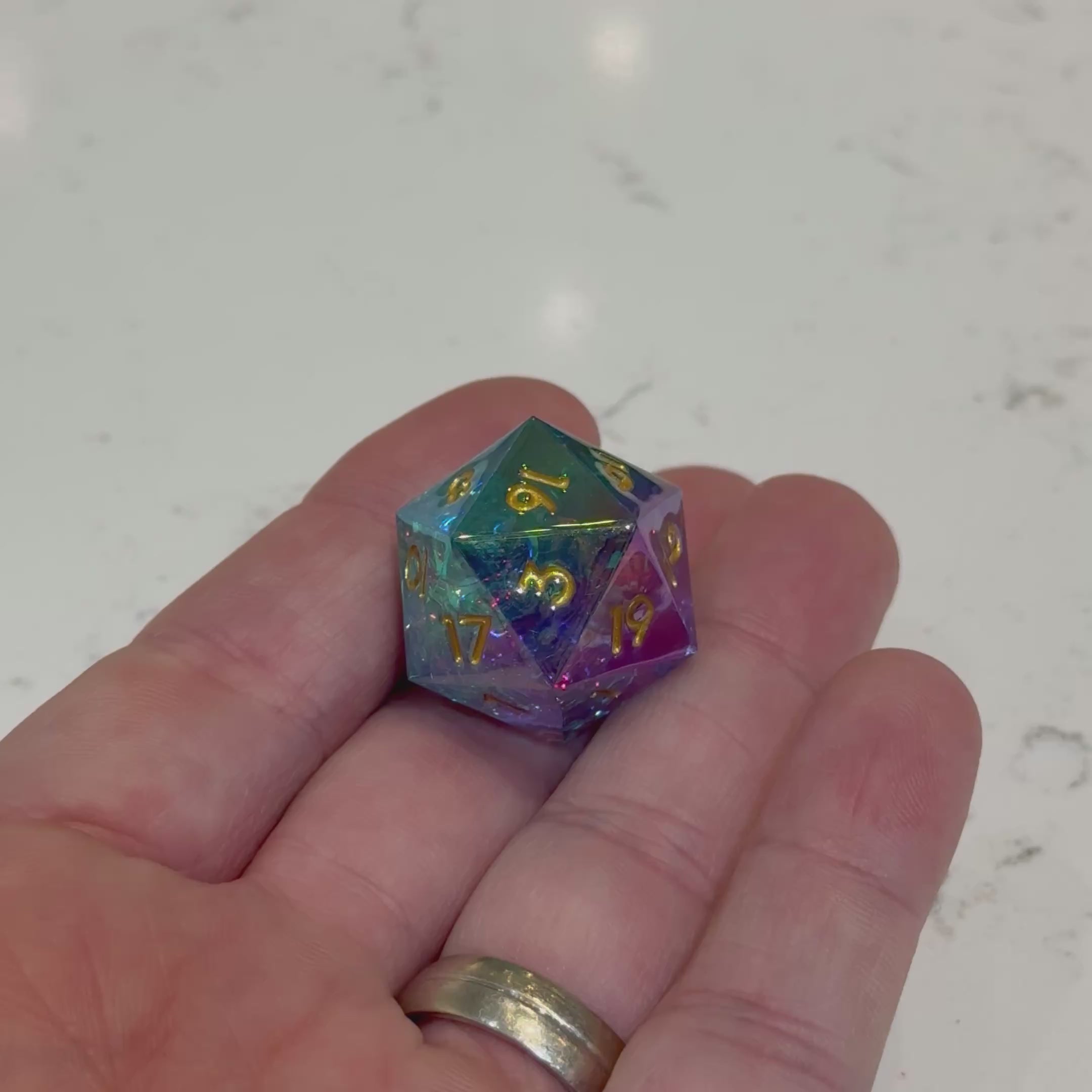 Prismcore Tidal Aurora – Sharp Edge Dice Set