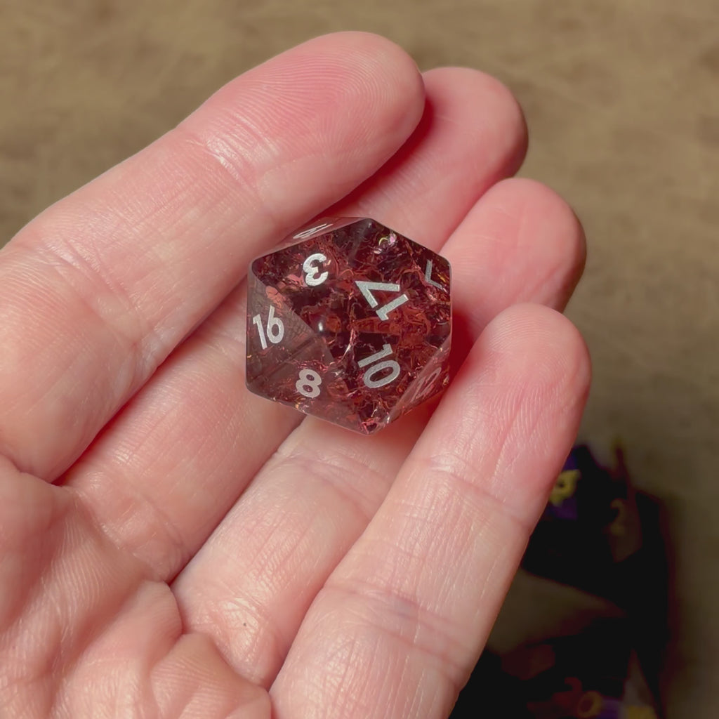 Rose Faultline – Glass Dice Set