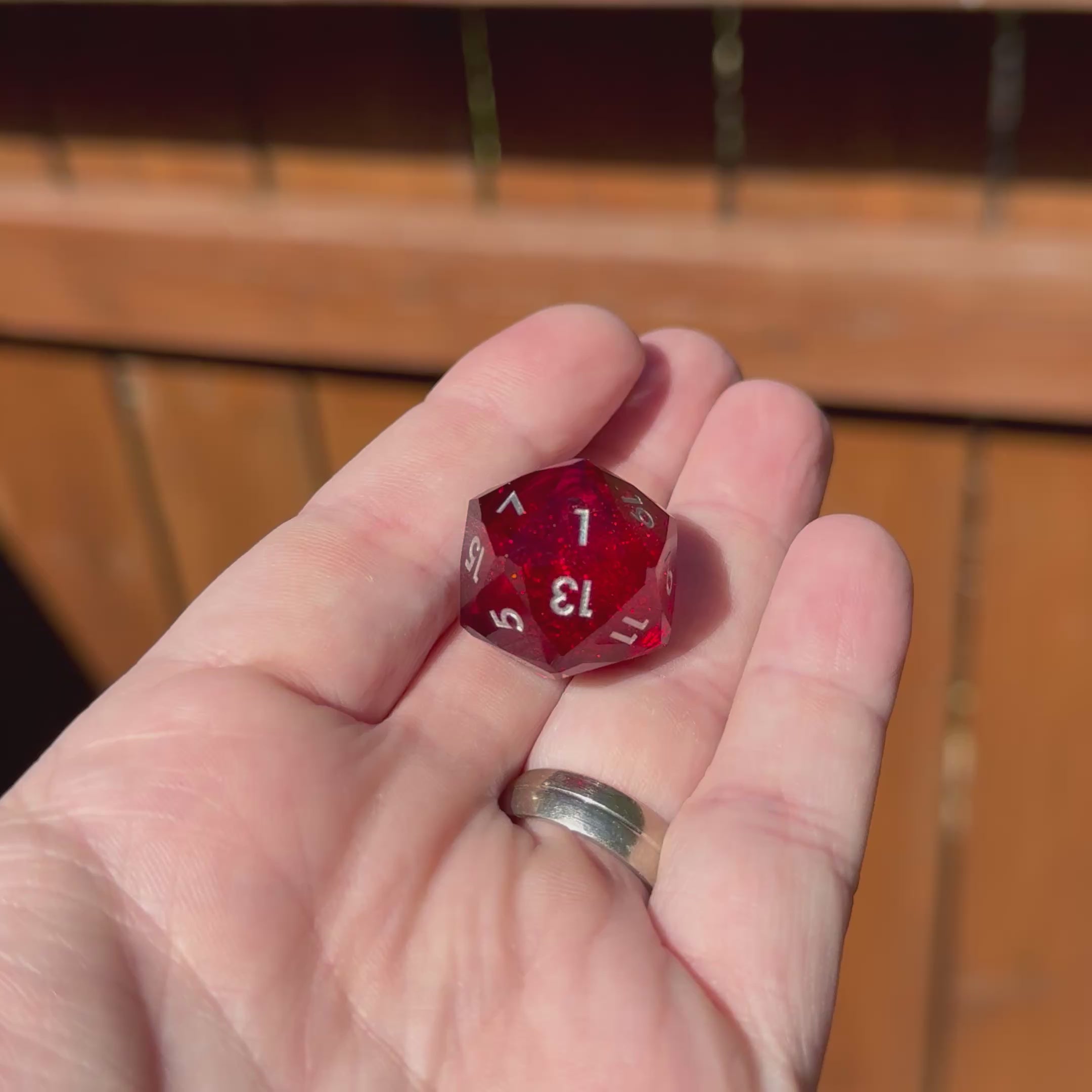 Crimson Heart – Diamond-Edge Liquid Core Dice Set