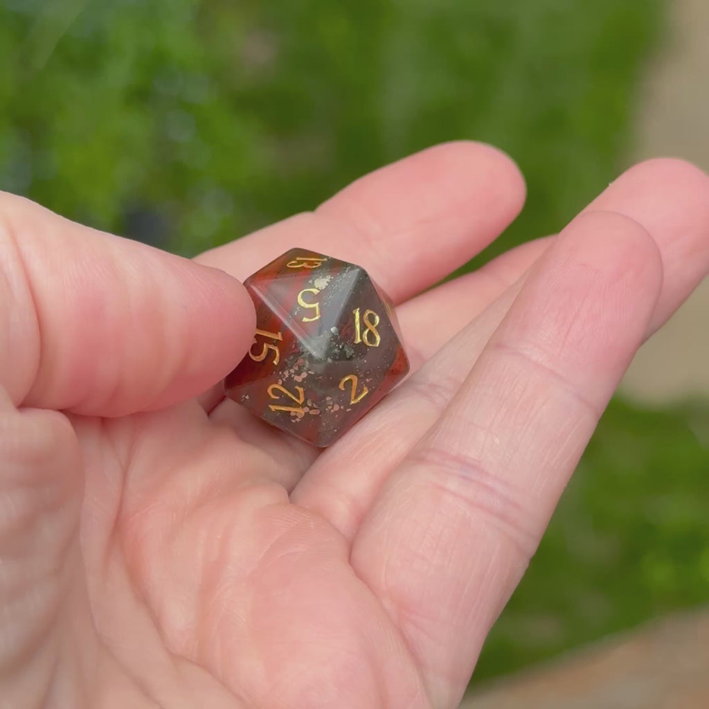 Bloodstone – Crimson Vein - Stone Dice Set
