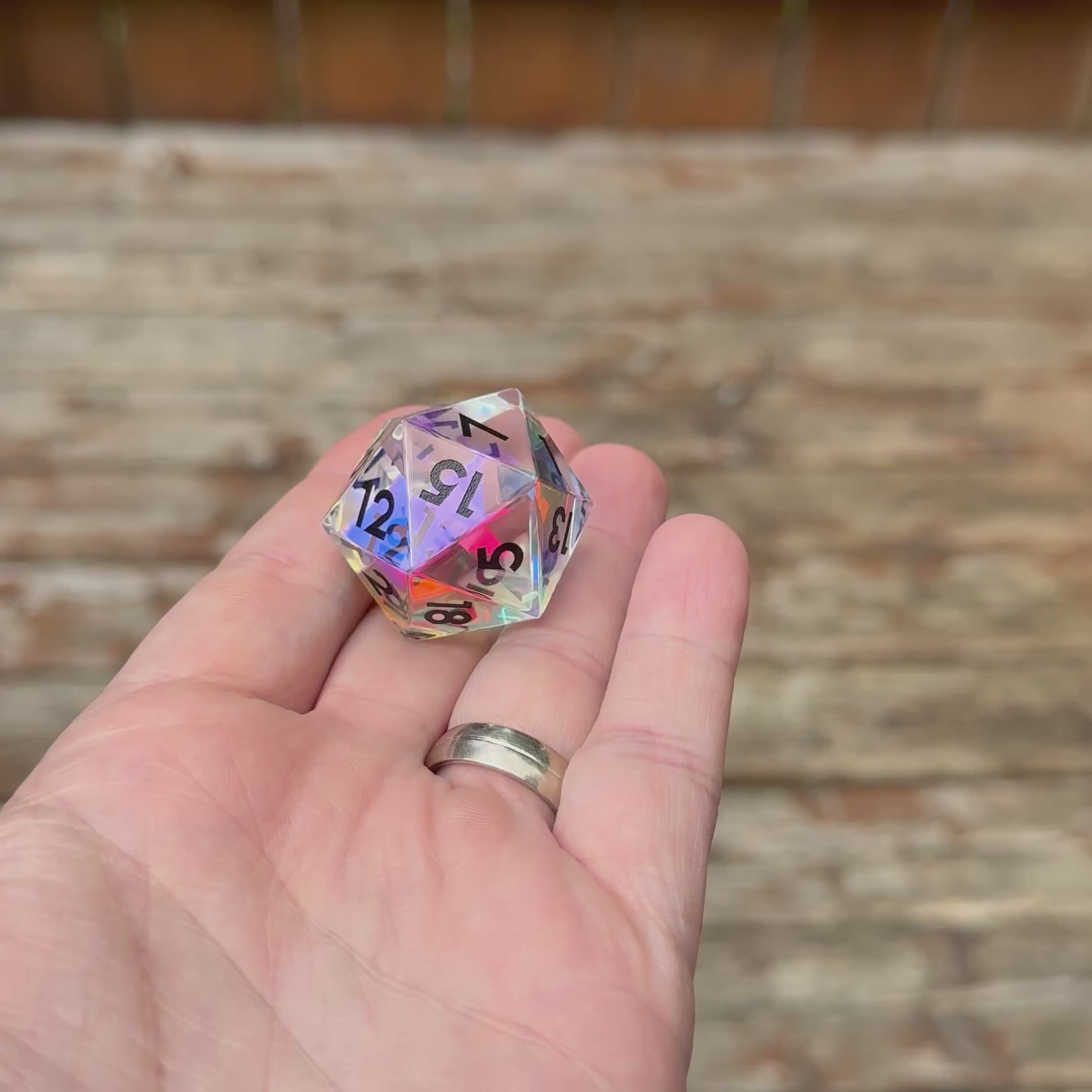 Rainbow Glass Jumbo D20 (33mm)