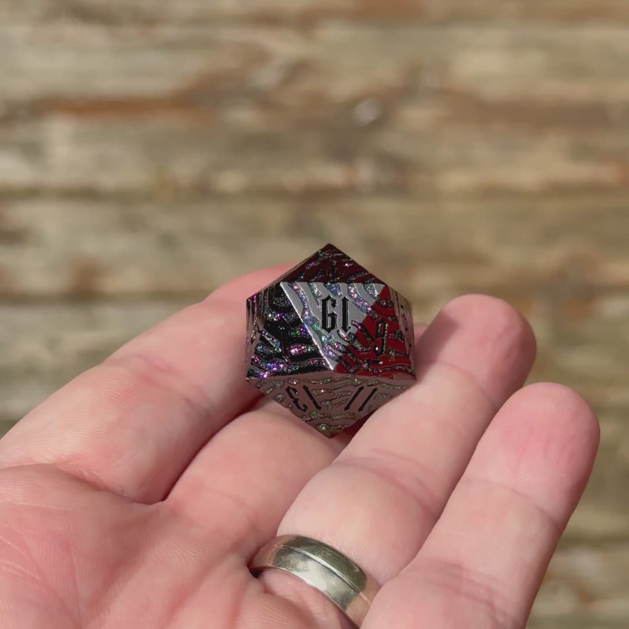 Emberfang – Tiger Striped Metal Dice Set